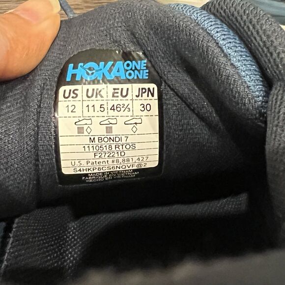 Hoka One One Bondi 7 Men's 12 Running Shoes 1110518 RTOS Blue Teal Orange - Picture 13 of 13